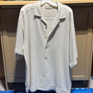 Tommy Bahama Cream Short-Sleeve Knit Button-Down Shirt
